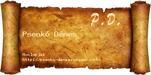 Psenkó Dénes névjegykártya